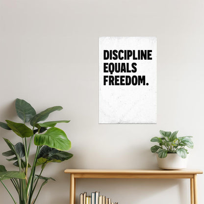 Discipline Equals Freedom | White Motivational Typography Poster