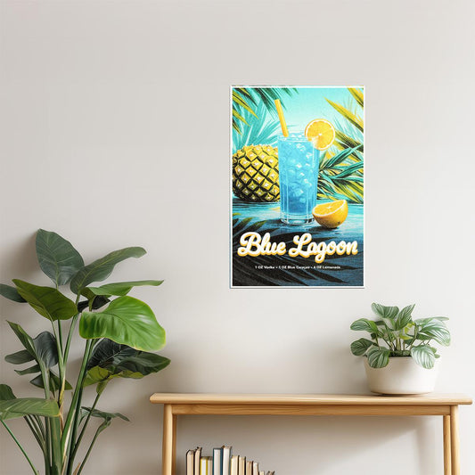 Blue Lagoon Recipe | Tropical Cocktail Wall Art Poster