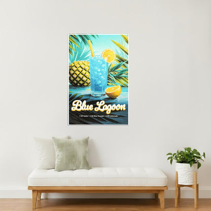 Blue Lagoon Recipe | Tropical Cocktail Wall Art Poster