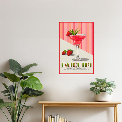 Strawberry Daiquiri Recipe | Fruity Cocktail Wall Decor Poster