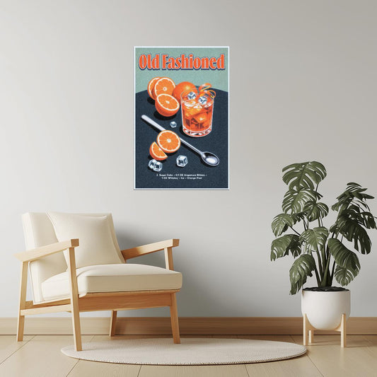 Old Fashioned Recipe | Classic Cocktail Art Print Poster