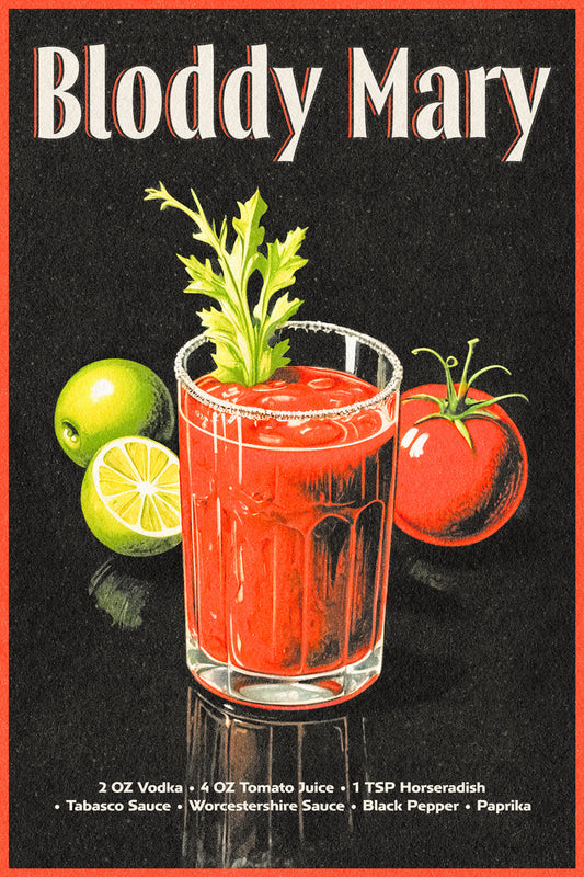 Bloody Mary Recipe | Spicy Cocktail Art Print Poster