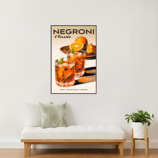 Negroni Recipe | Elegant Cocktail Wall Art Poster