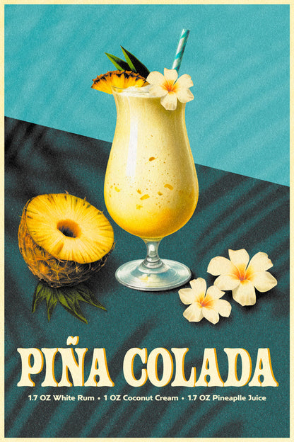 Piña Colada Recipe | Tropical Cocktail Wall Decor Poster