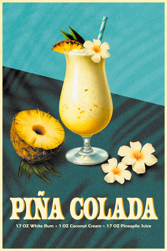 Piña Colada Recipe | Tropical Cocktail Wall Decor Poster