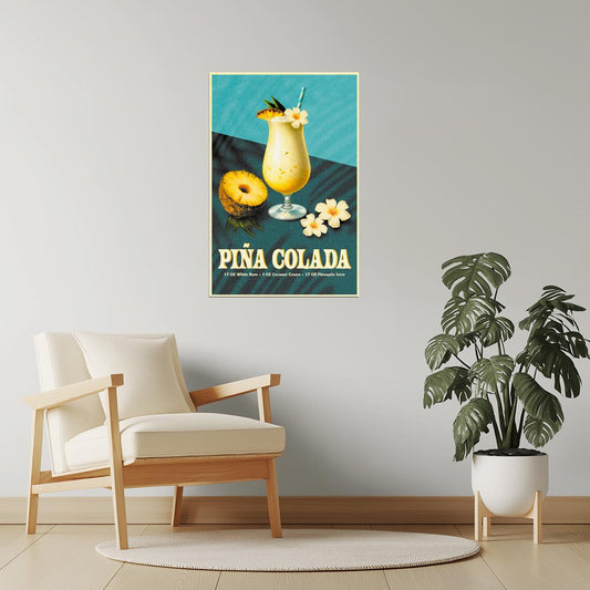 Piña Colada Recipe | Tropical Cocktail Wall Decor Poster