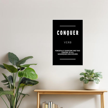 Conquer | Black Motivational Typography Poster