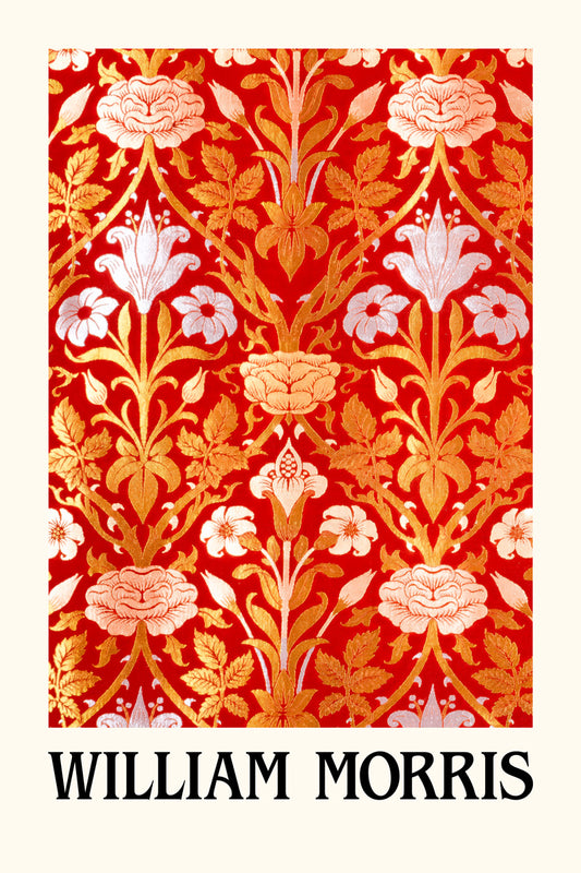 William Morris Red Ornament | Vintage Floral Pattern Print Poster