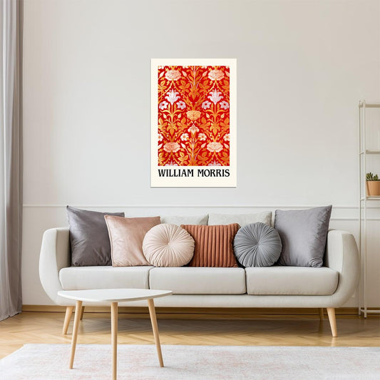William Morris Red Ornament | Vintage Floral Pattern Print Poster