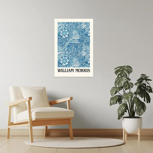 William Morris Blue Pine Leaves | Botanical Wall Art Poster