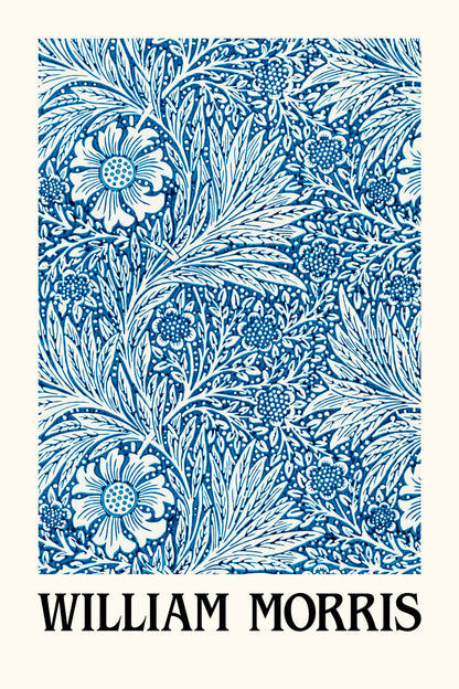 William Morris Blue Pine Leaves | Botanical Wall Art Poster