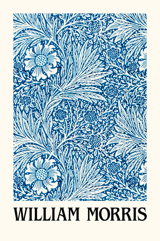 William Morris Blue Pine Leaves | Botanical Wall Art Poster