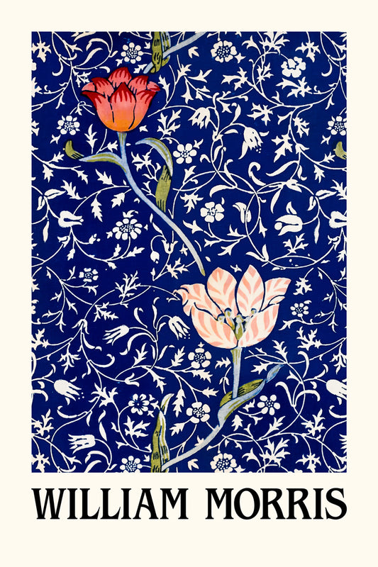 William Morris Blue Blossom | Vintage Floral Pattern Print Poster