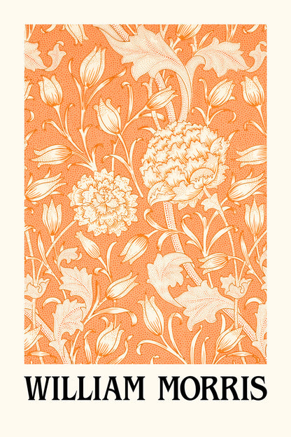 William Morris Orange Design | Botanical Wall Art Poster