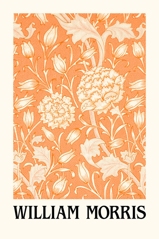 William Morris Orange Design | Botanical Wall Art Poster