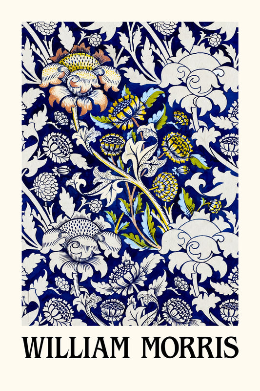 William Morris Blue and White Ornament | Vintage Exhibition Poster