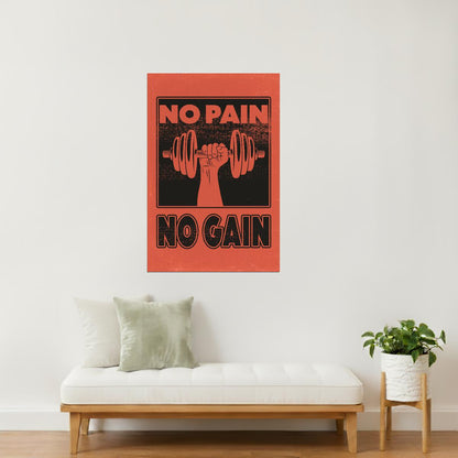 No Pain No Gain | Retro Gym Motivation Wall Art Poster
