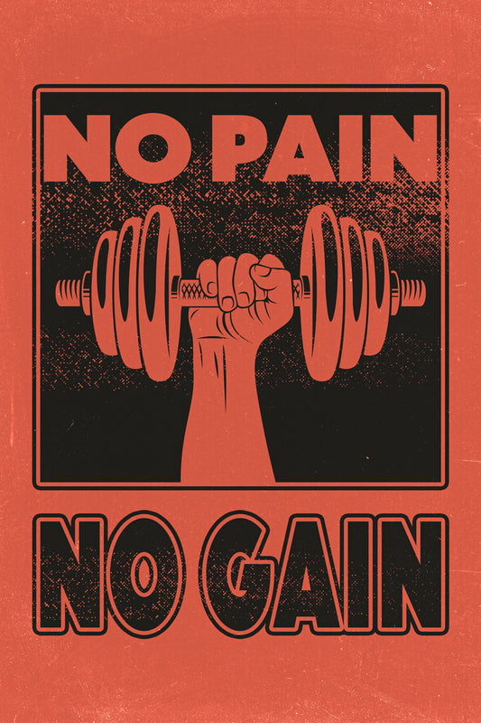 No Pain No Gain | Retro Gym Motivation Wall Art Poster