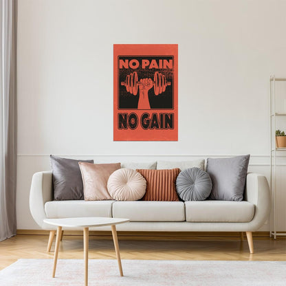 No Pain No Gain | Retro Gym Motivation Wall Art Poster