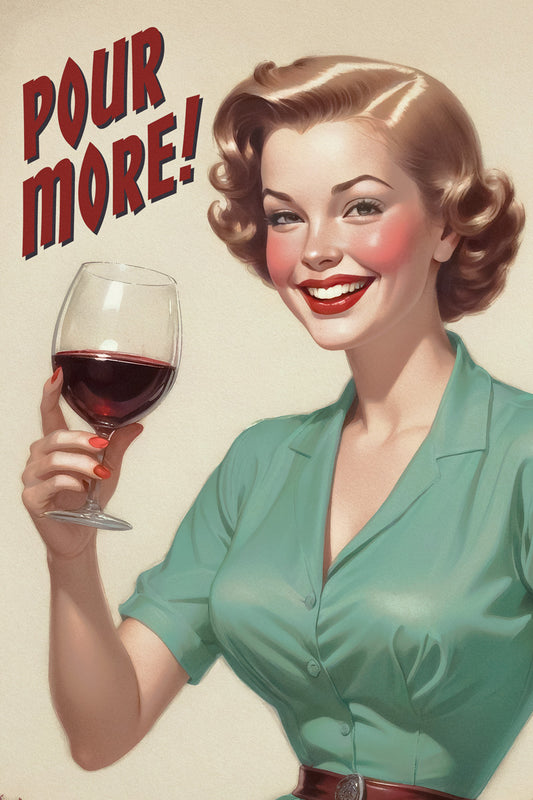 Pour More | Vintage Cocktail Bar Wall Decor Poster