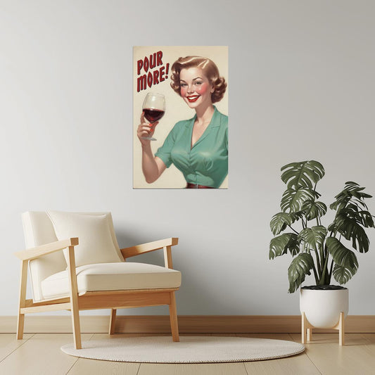 Pour More | Vintage Cocktail Bar Wall Decor Poster