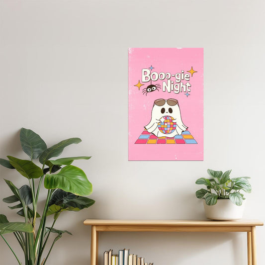 Boogie Night | Disco Ghost Pastel Halloween Wall Art Poster
