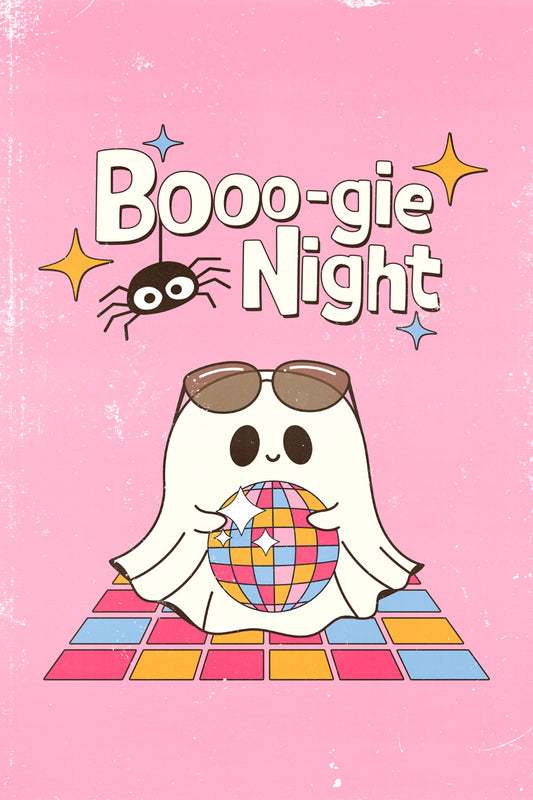 Boogie Night | Disco Ghost Pastel Halloween Wall Art Poster