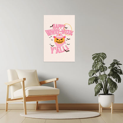Howdyween | Cowgirl Pink Pastel Halloween Wall Decor Poster
