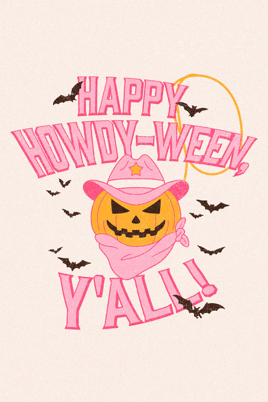 Howdyween | Cowgirl Pink Pastel Halloween Wall Decor Poster