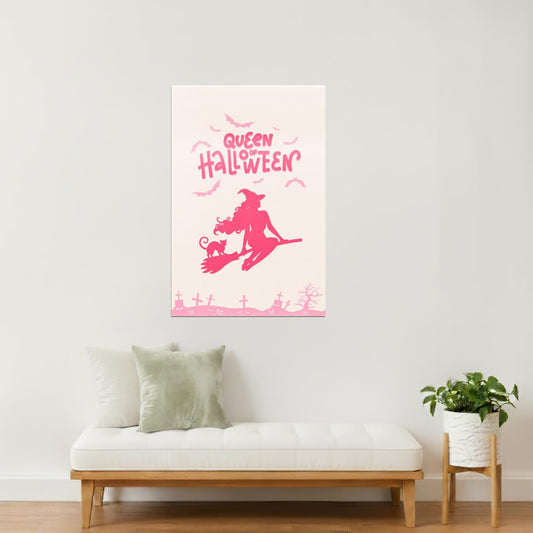 Queen of Halloween | Pink Witch Coquette Halloween Wall Art Poster
