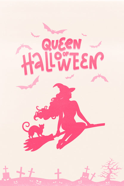 Queen of Halloween | Pink Witch Coquette Halloween Wall Art Poster
