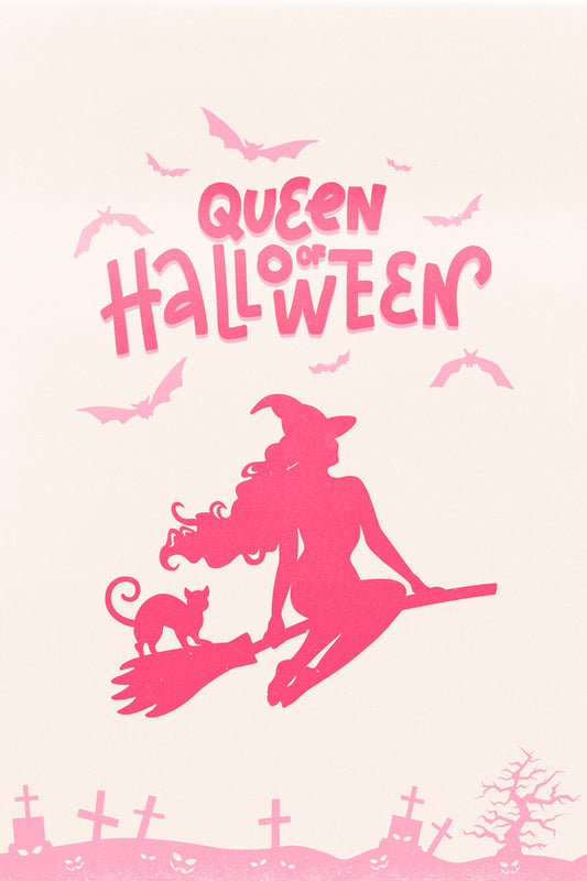Queen of Halloween | Pink Witch Coquette Halloween Wall Art Poster