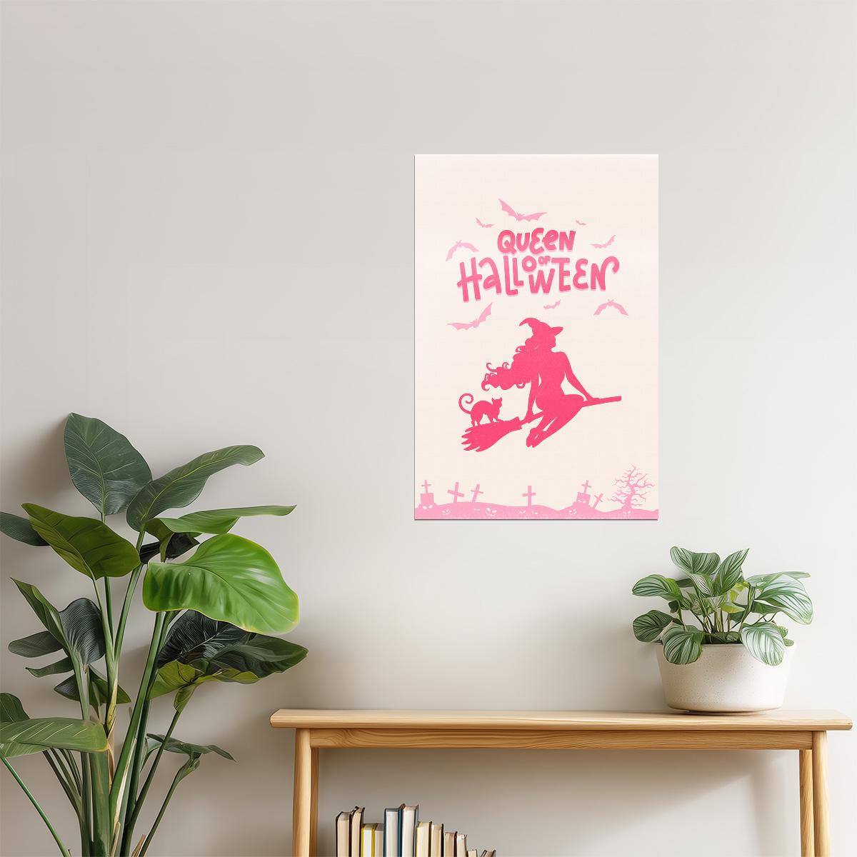 Queen of Halloween | Pink Witch Coquette Halloween Wall Art Poster