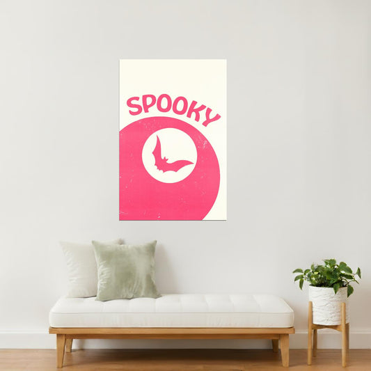 Spooky | Pink Bat Pastel Halloween Wall Art Print Poster