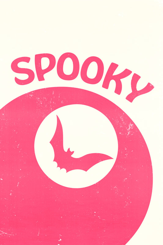Spooky | Pink Bat Pastel Halloween Wall Art Print Poster