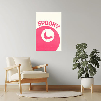Spooky | Pink Bat Pastel Halloween Wall Art Print Poster