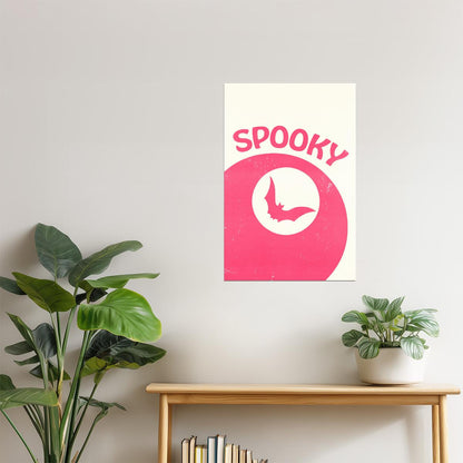 Spooky | Pink Bat Pastel Halloween Wall Art Print Poster