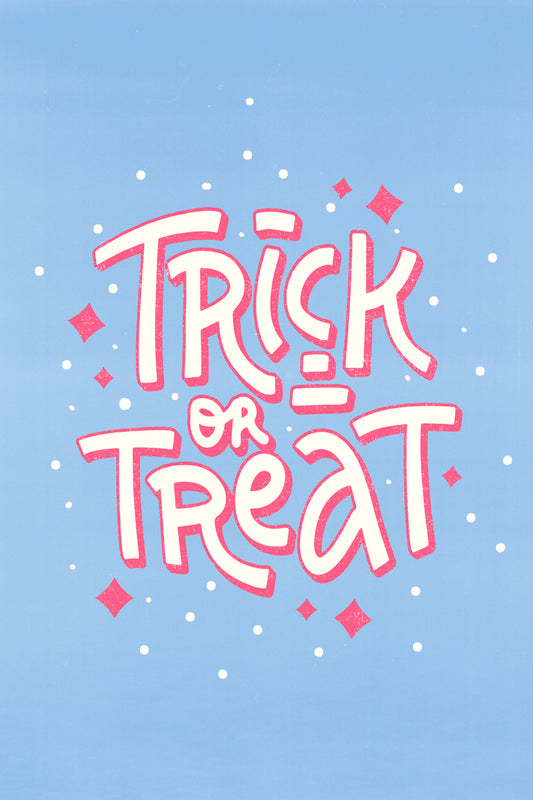 Trick or Treat | Blue and Pink Pastel Halloween Wall Decor Poster