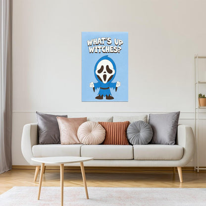 What’s Up Witches | Cute Ghostface Blue Halloween Print Poster