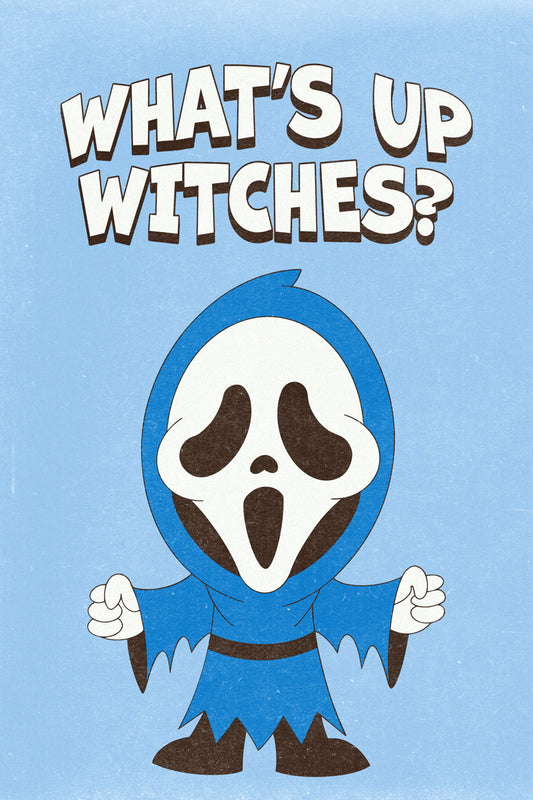 What’s Up Witches | Cute Ghostface Blue Halloween Print Poster