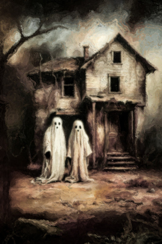 Ghost Couple at Haunted House | Haunted Halloween Wall Decor Poster