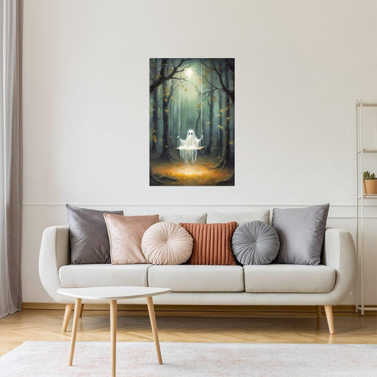 Cute Ghost on a Swing | Halloween Artwork Poster