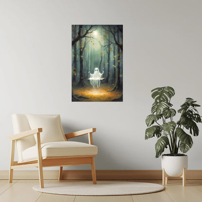 Cute Ghost on a Swing | Halloween Artwork Poster