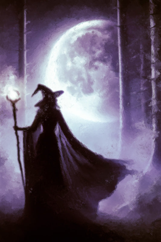 Witch under the Moon | Whimsigoth Halloween Wall Art Print Poster