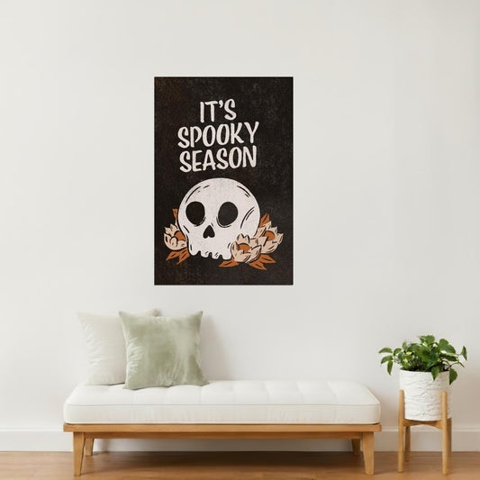 It’s Spooky Season | Boho Minimalist Skeleton Halloween Wall Art Poster