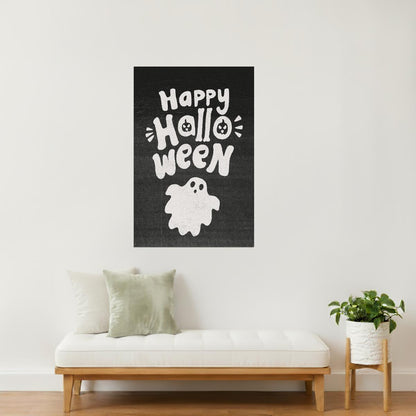 Happy Halloween Ghost | Boho Minimalist Halloween Wall Art Poster