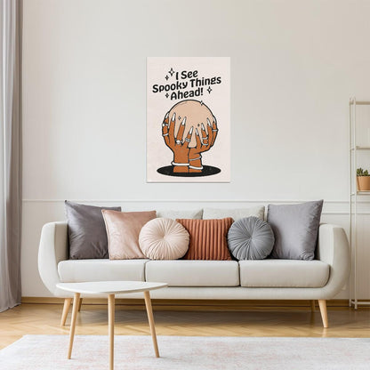Crystal Ball Fortune | Boho Minimalist Spooky Halloween Wall Art Poster