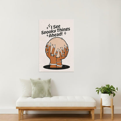 Crystal Ball Fortune | Boho Minimalist Spooky Halloween Wall Art Poster