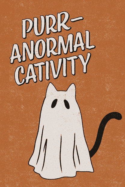 Purranormal Cativity | Boho Minimalist Funny Cat Halloween Wall Art Poster