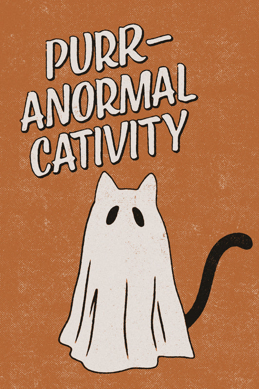 Purranormal Cativity | Boho Minimalist Funny Cat Halloween Wall Art Poster